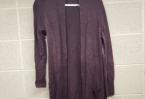 LOFT Duster Cardigan Womens Small Marron Long Sleeve Open Front Side Slits